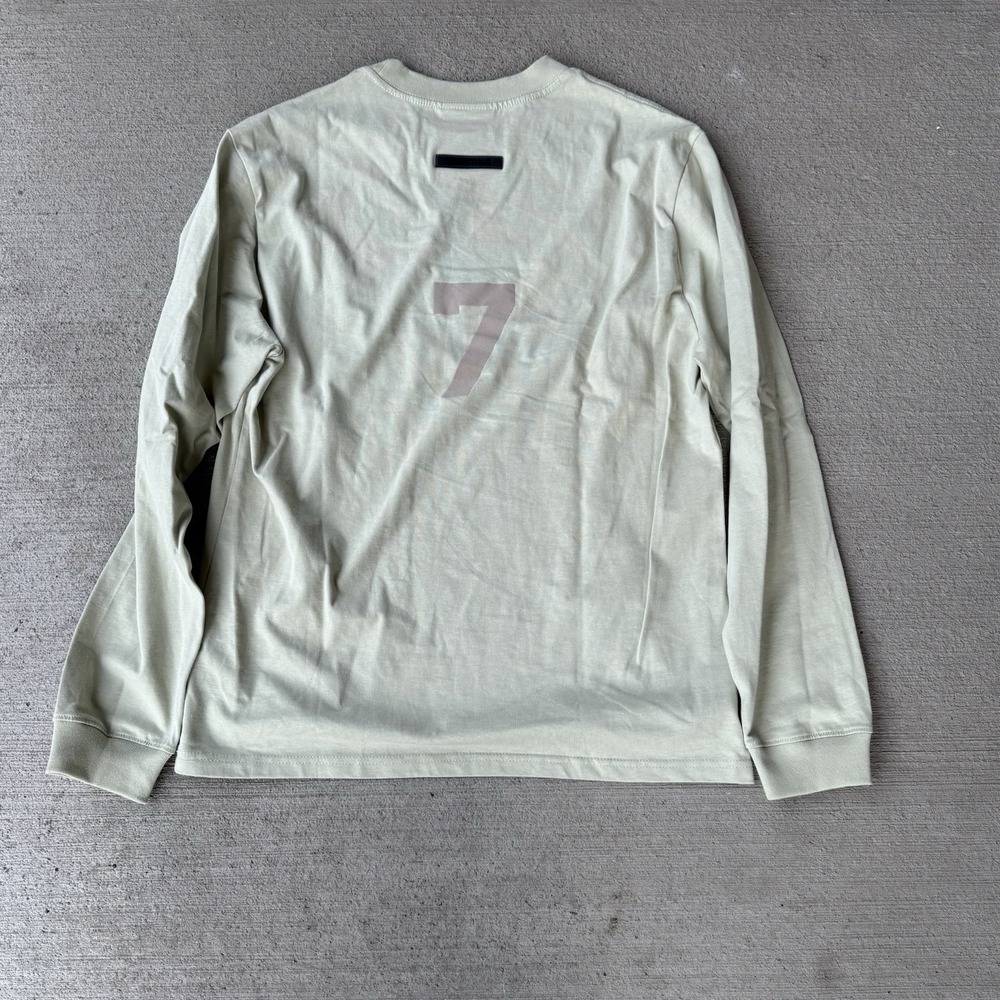 Fear of God Essentials FOG 7 Flocking Long Sleeve T Shirt Cream Size Medium